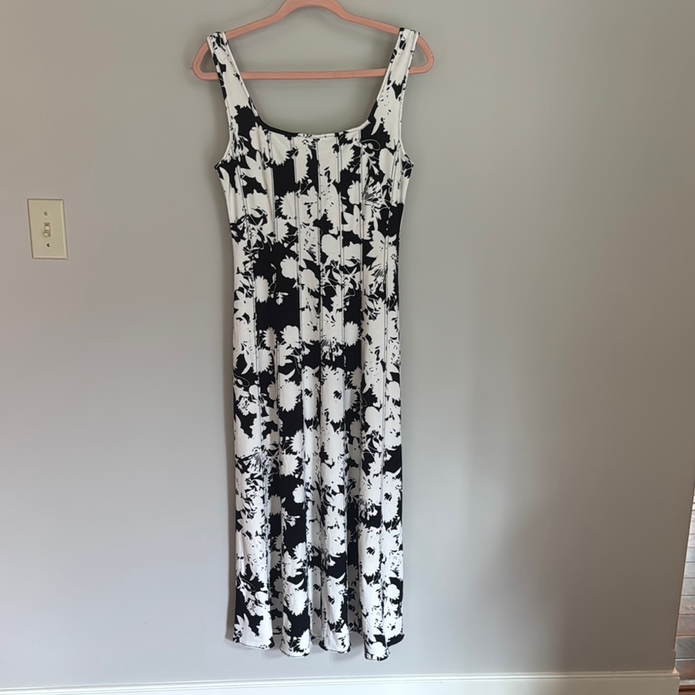 Elegant Black and White Floral Dress